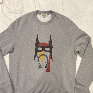 Hermes Gray Graphic Crewneck Sweater